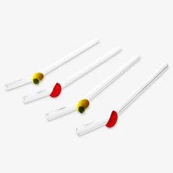 Glass straws with fruit decorations - 4 pcs