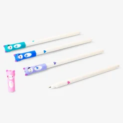 Glitter gel pens with cat toppers - 4 pcs