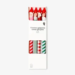Glitter gel pens with elf toppers - 4 pcs