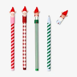 Glitter gel pens with elf toppers - 4 pcs