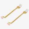 Gold dessert forks with cherry decorations - 2 pcs