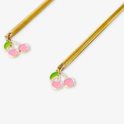 Gold dessert forks with cherry decorations - 2 pcs