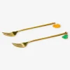 Gold dessert forks with pumpkin decoration - 2 pcs