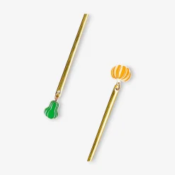 Gold dessert forks with pumpkin decoration - 2 pcs