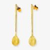 Gold dessert spoons with acorn and squirrel decoration - 2 pcs