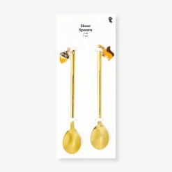 Gold dessert spoons with acorn and squirrel decoration - 2 pcs