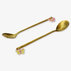 Gold dessert spoons with butterflies - 2 pcs