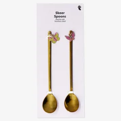 Gold dessert spoons with butterflies - 2 pcs