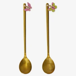 Gold dessert spoons with butterflies - 2 pcs