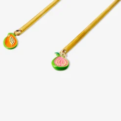 Gold dessert spoons with fruit decoration - 2 pcs