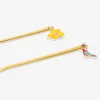 Gold dessert spoons with tropical flower decoration - 2 pcs