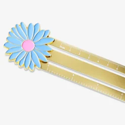 Gold metal ruler with flower