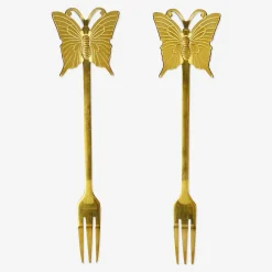 Gold snack forks with butterflies - 2 pcs