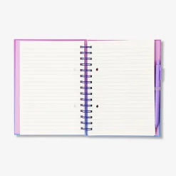 Gradient notebook with ballpoint pen and page markers