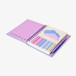 Gradient notebook with ballpoint pen and page markers