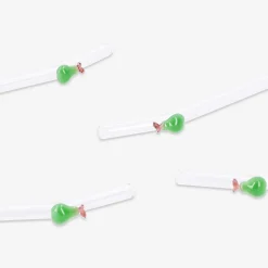 Green glass straws with pear decoration - 4 pcs Max temp.: 40 C