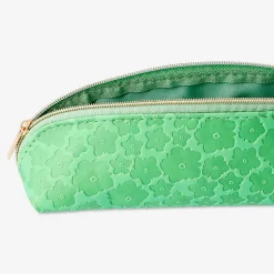Green pencil case with flowers