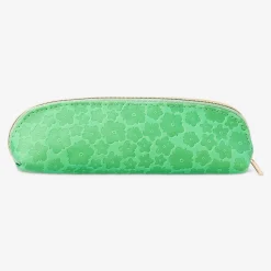 Green pencil case with flowers