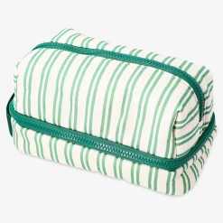 Green striped toiletry bag