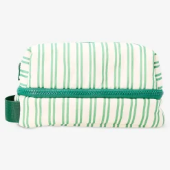 Green striped toiletry bag