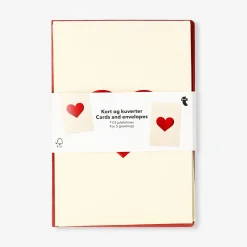 Greetings cards - Red hearts - 5 pcs