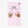Hanging earrings - Gold flower hoops