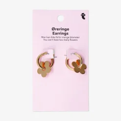 Hanging earrings - Gold flower hoops