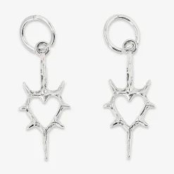 Hanging earrings - Spiky silver hearts