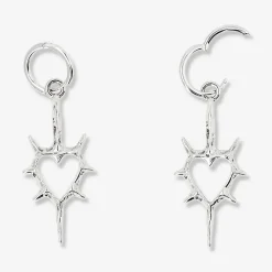 Hanging earrings - Spiky silver hearts