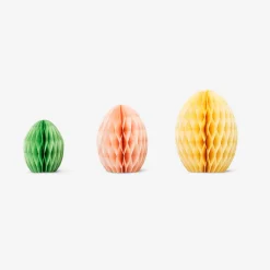 Honeycomb Easter egg paper decorations - 3 pcs