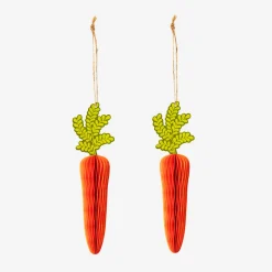 Honeycomb paper carrots for hanging - 2 pcs