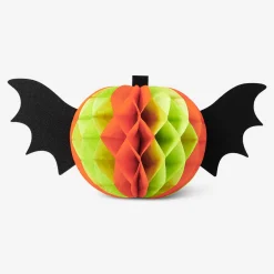 Honeycomb paper pumpkin with wings table decorations - 2 pcs