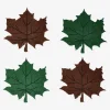 Leaf-Shaped Felt Coasters - 4 pcs