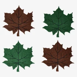 Leaf-Shaped Felt Coasters - 4 pcs