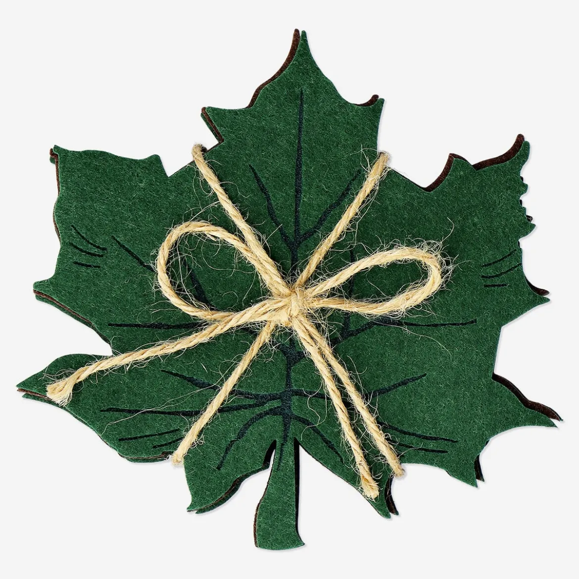 Leaf-Shaped Felt Coasters - 4 pcs