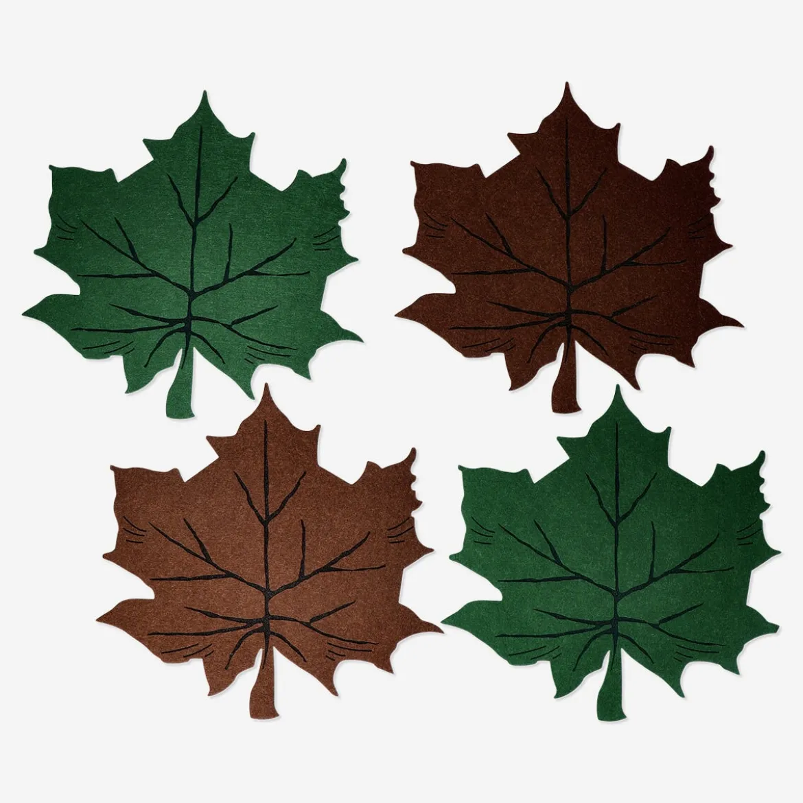 Leaf-Shaped Felt Placemats - 4 pcs