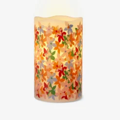 LED pillar candle with floral print - 10 cm