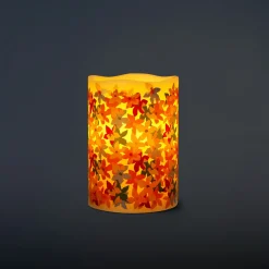 LED pillar candle with floral print - 10 cm