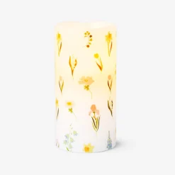 LED pillar candle with flower print - 15 cm