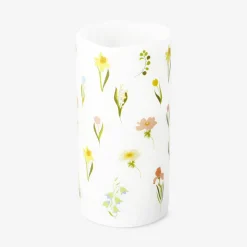 LED pillar candle with flower print - 15 cm