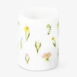 LED pillar candle with flower print - 10 cm
