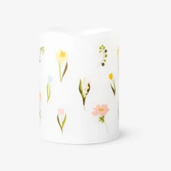 LED pillar candle with flower print - 10 cm