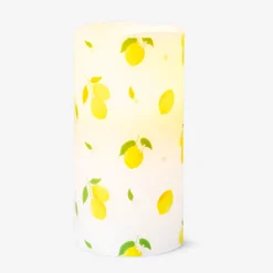 LED pillar candle with lemon print - 15 cm