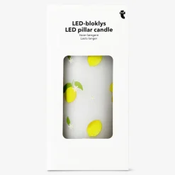 LED pillar candle with lemon print - 15 cm