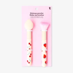 Makeup brushes with berry print - 2 pcs