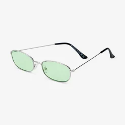 Metal sunglasses with green glass
