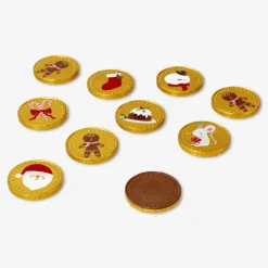 Milk chocolate coins with gingerbread people