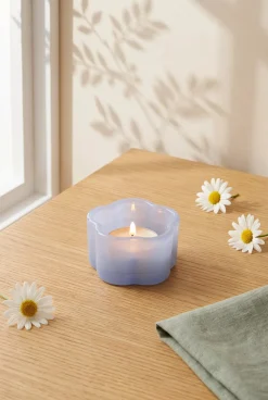 Milky blue glass tealight holder