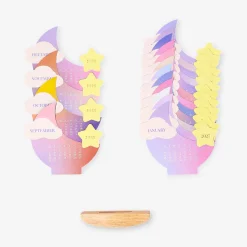Monthly moon calendar with wood stand for desk 2026-2027