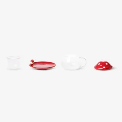 Mushroom tea mug with lid and saucer - 400 ml